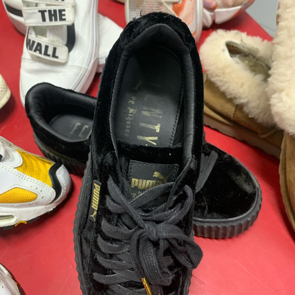 PUMA Fenty Velvet Black Sneakers with Gold Details
